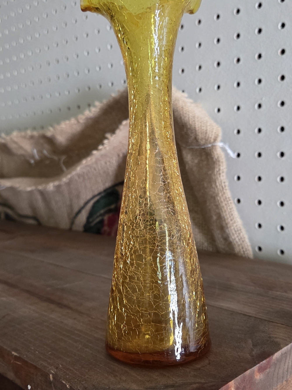 Amber Crackle Glass Bud Vase - Home Accents